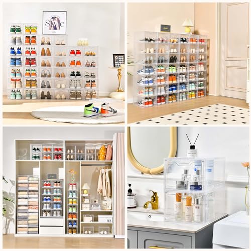 Clear Shoe Storage Organizer Stackable Boxes for Closet a7