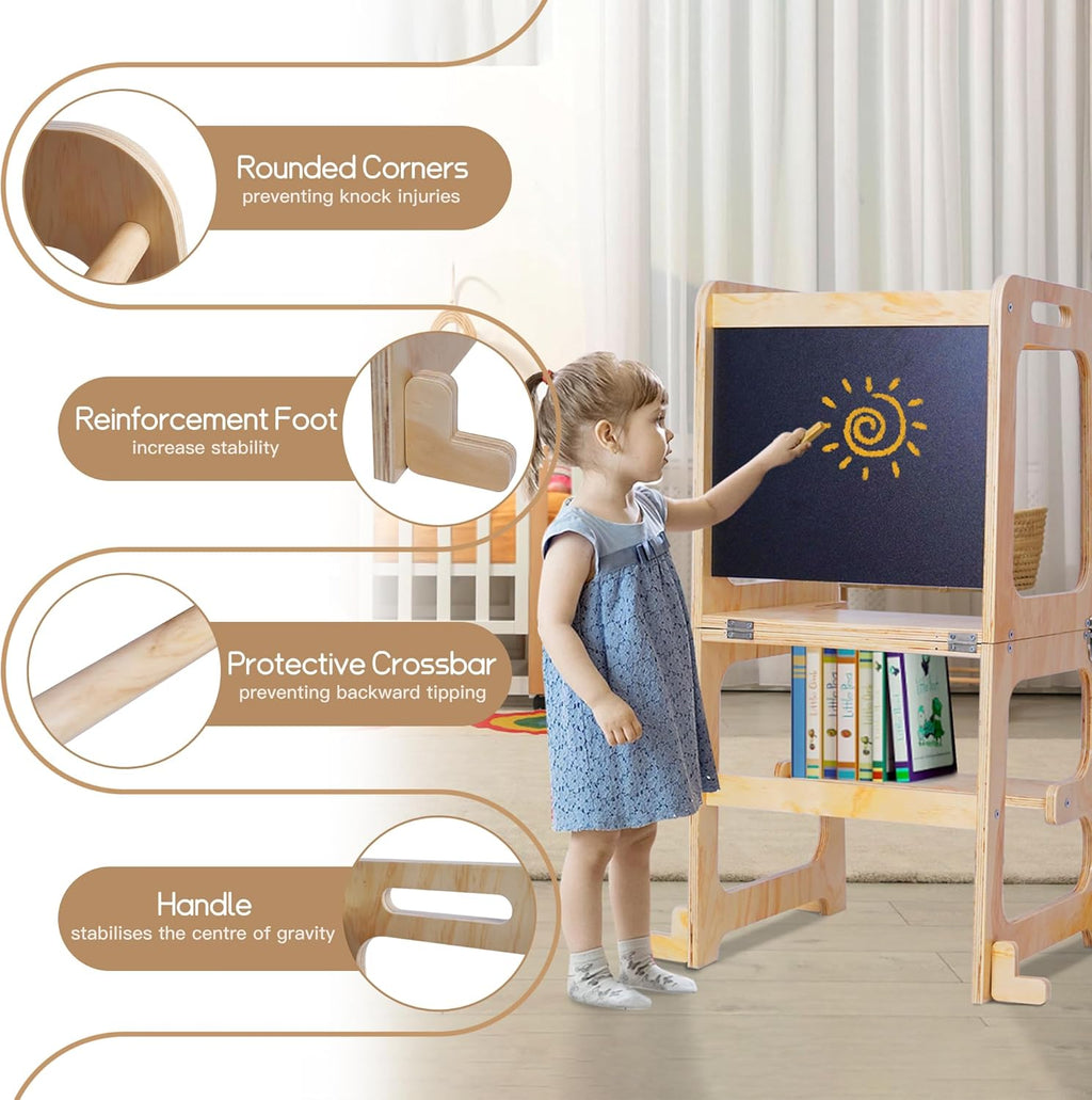Toddler Standing Tower with Safety Rail for Kitchen Learning a7