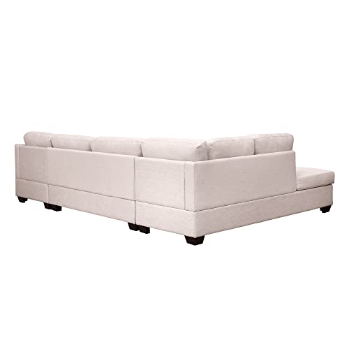 Beige U-Shape Sectional Sofa with Double Chaise Lounge k7m