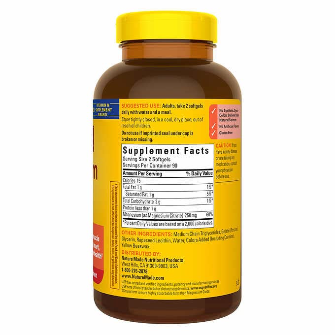 Magnesium Citrate 250 mg Softgels 180 Count a7