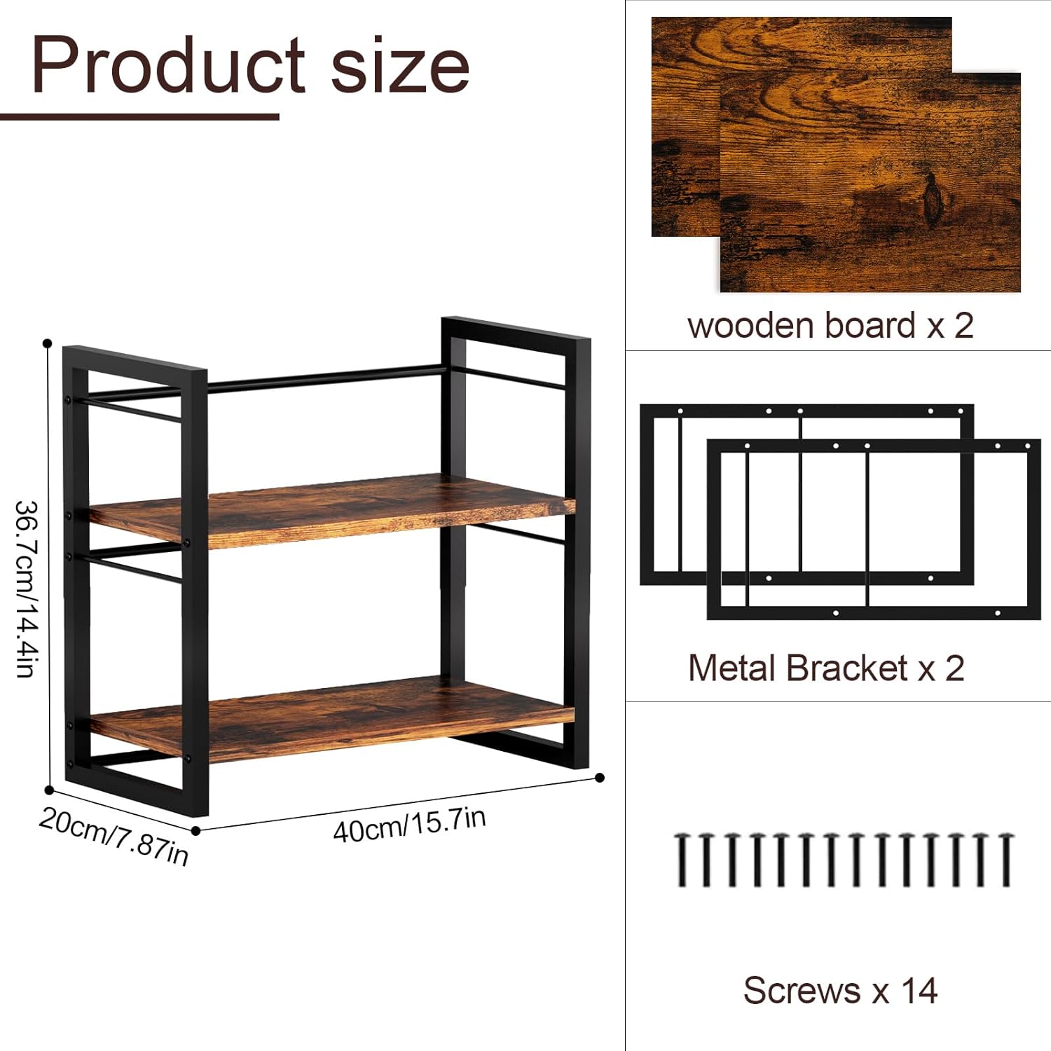Spice Rack Countertop Organizer, 2 Tier Wood Shelf for Cabinet Tea Station a7