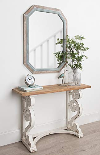 Rustic Octagon Wall Mirror 36 x 28 Two-Tone Farmhouse Accent k7