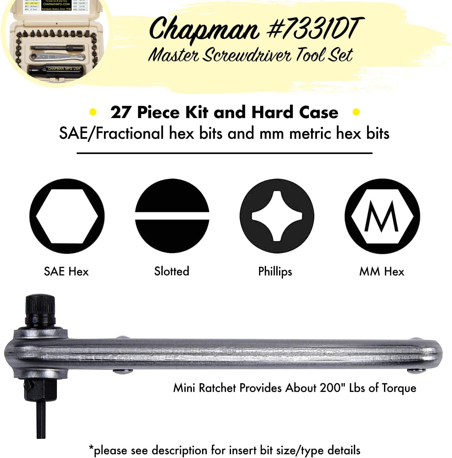 Screwdriver Set with 24 Insert Bits and Mini Ratchet Tool k7m