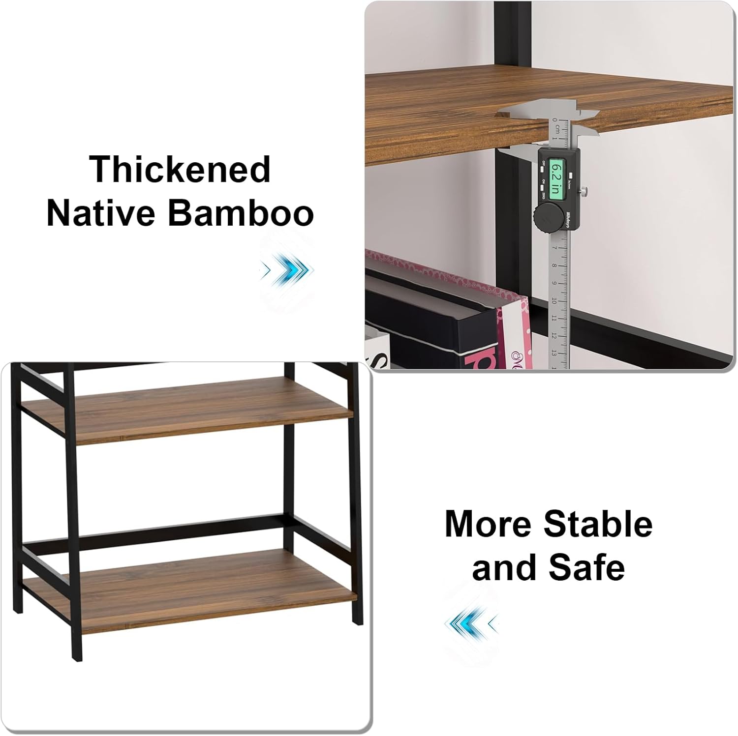 Bamboo Bookshelf 5 Tier Tall Corner Rack for Living Room a7