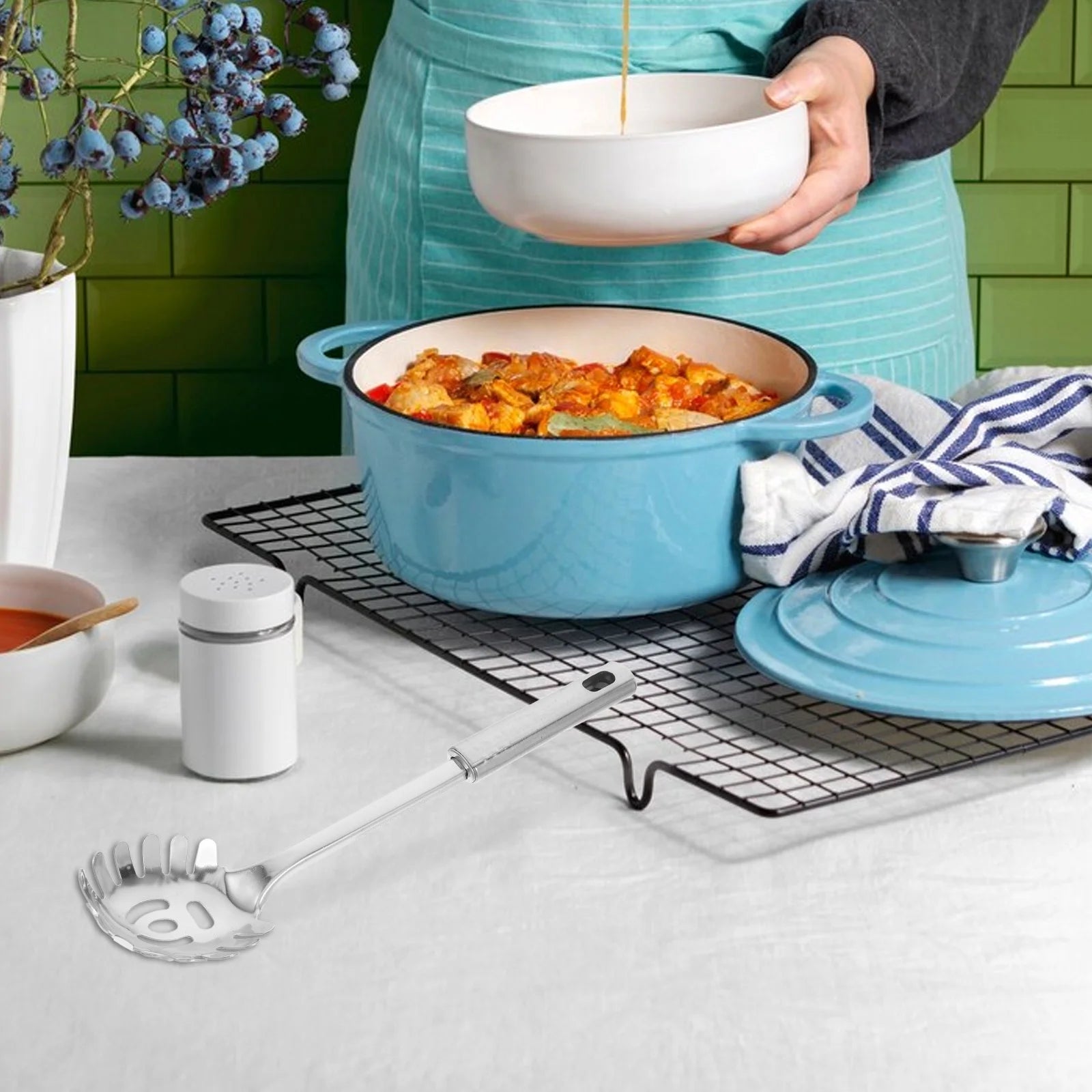 Stainless Steel Pasta Server with Spaghetti Spoon Noodle Claw a7