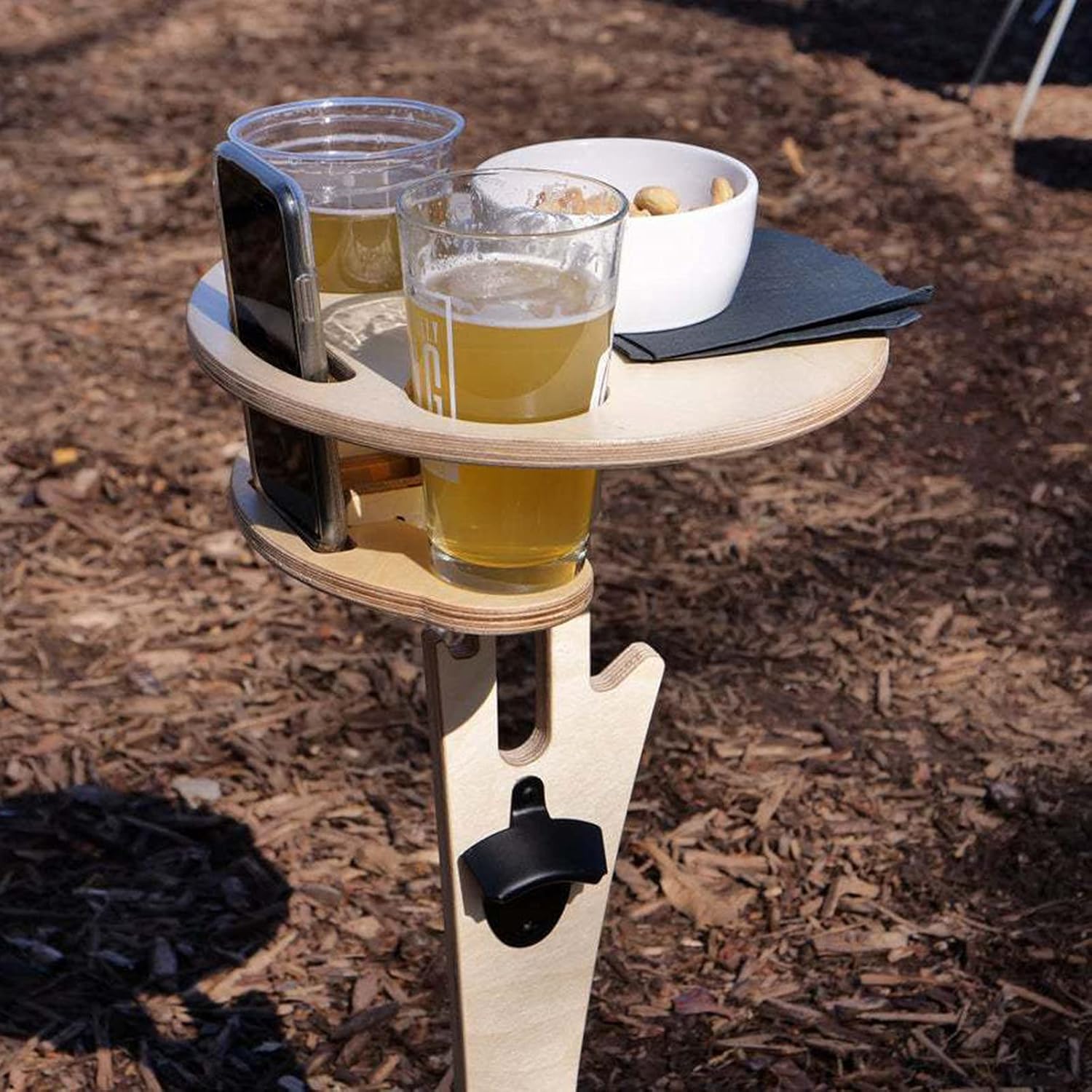 Outdoor Folding Two-Layer Wine Table Wooden Portable Picnic Rack a7