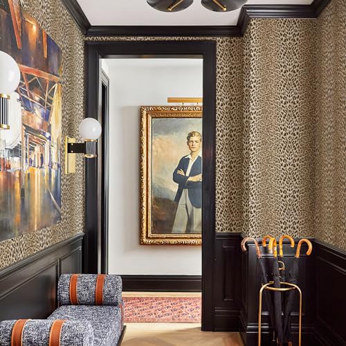 Leopard Textured Wallpaper Gold Glitter 3D Embossed Mural k7