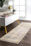 nuLOOM Minta Vintage Transitional Area Rug - 2x10 Runner Rug Transitional Gold/Off-White Rugs for Living Room Bedroom Dining Room Entryway Hallway Kitchen