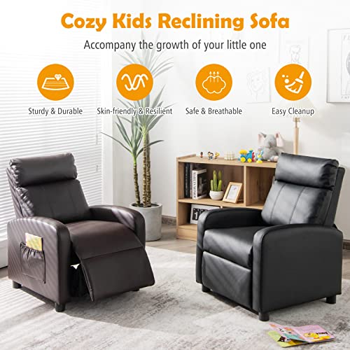 Kids Recliner Chair with Side Pockets and Footrest Beige k7