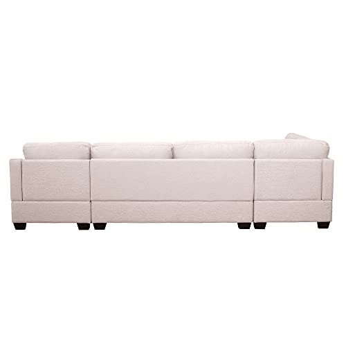 Beige U-Shape Sectional Sofa with Double Chaise Lounge k7m