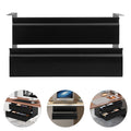 2-Tier Under Desk Sliding Drawer Organizer, Black Steel Pull-Out Storage Tray for Office Study, 6.6LB Capacity