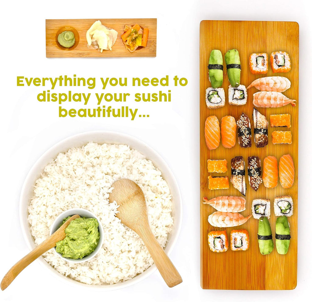 Bamboo Sushi Making Kit with Maki Maker, Onigiri Mold, Plate and Chopsticks a7