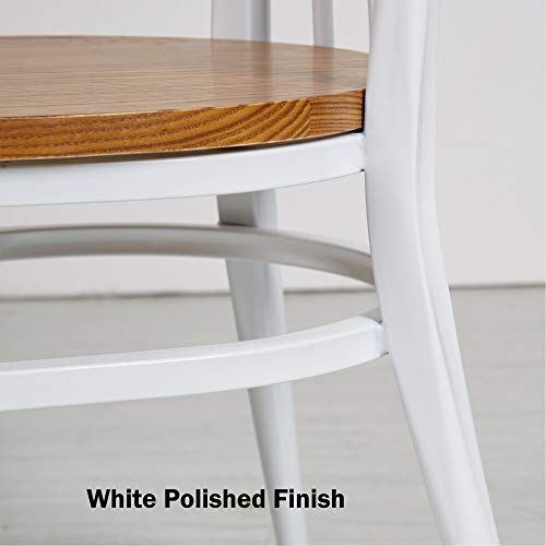 Heavy Duty Metal Dining Chair Set of 2, Stackable Wood Seat, Black k7