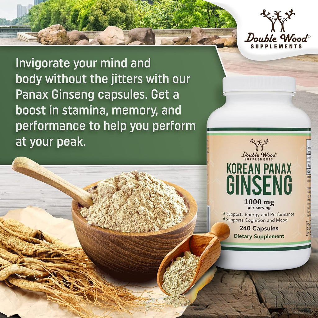Ginseng Capsules 240 Vegan Capsules 1000mg per Serving k7