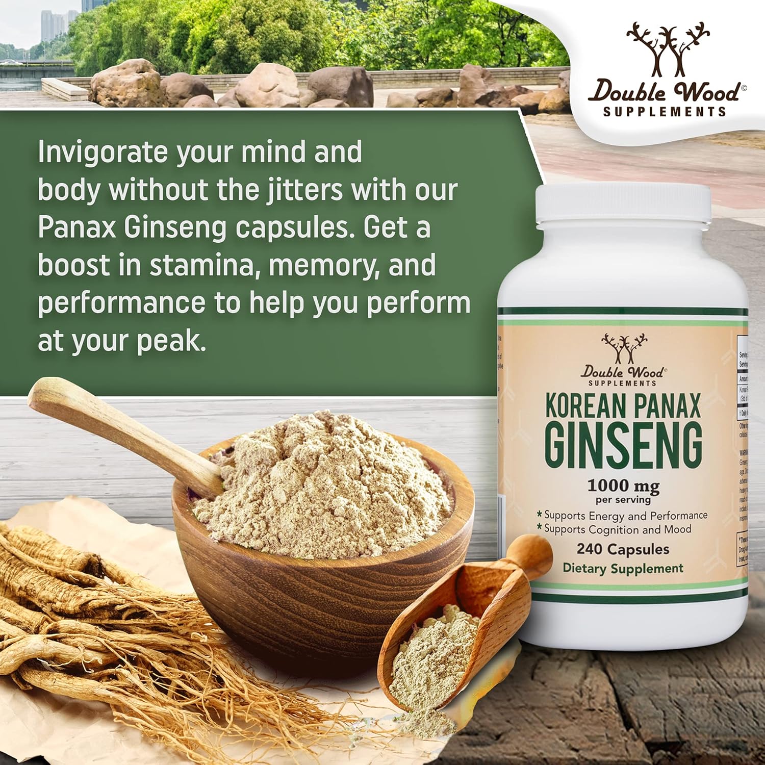 Ginseng Capsules 240 Vegan Capsules 1000mg per Serving k7