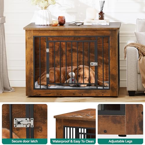 Dog Crate Furniture for Large Dogs Side End Table Indoor Kennel up to 60 lb Rustic Brown k7