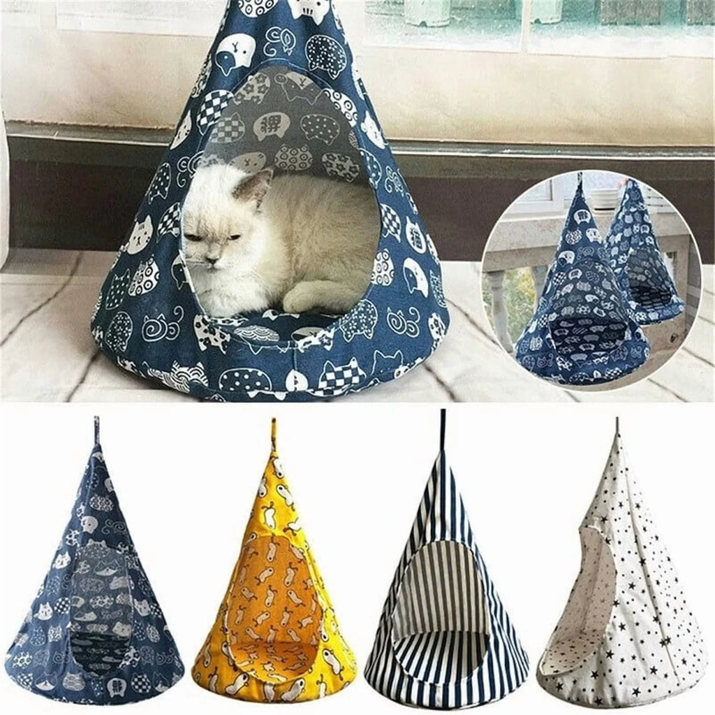Cat Hammock Bed Hanging Pet Swing Blue a7