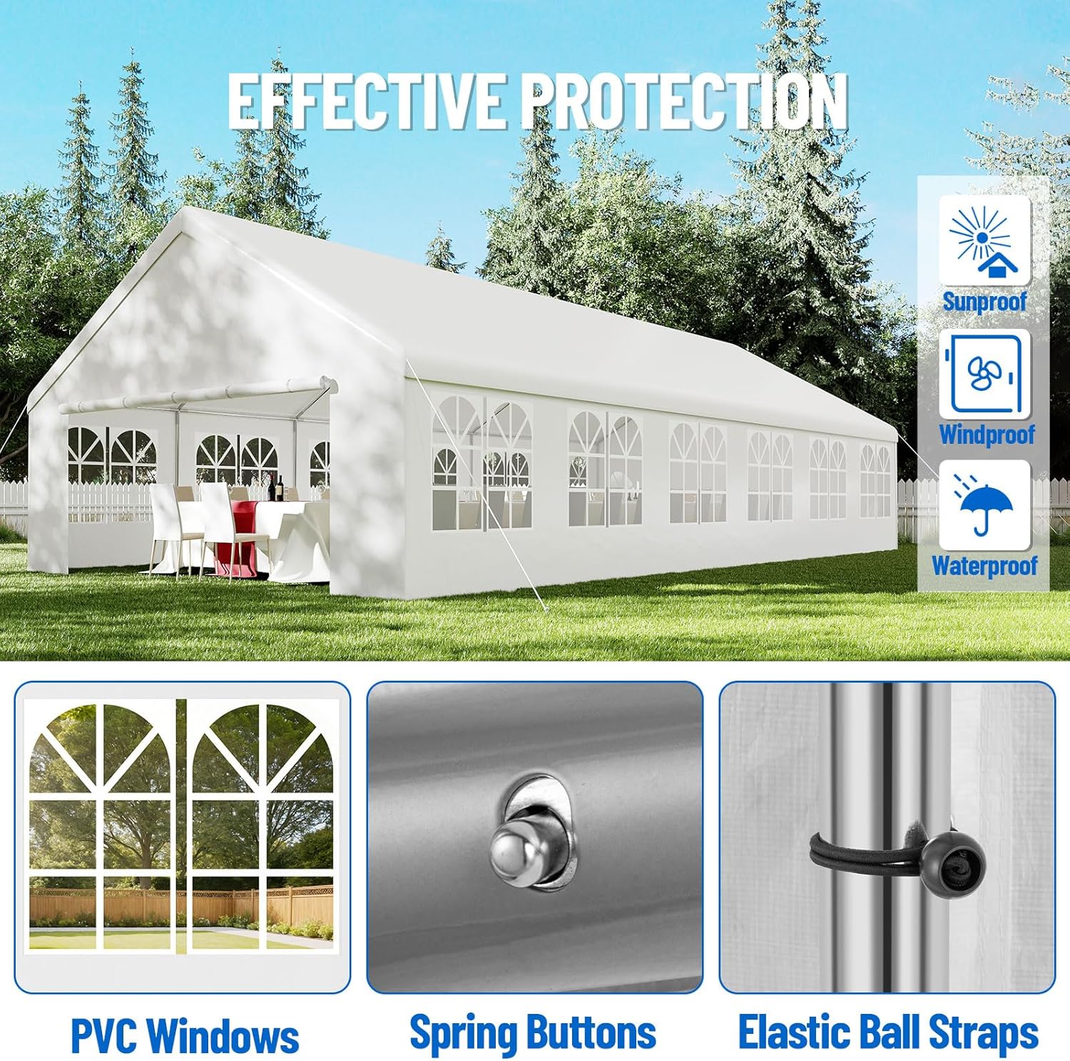 20x40 ft Party Tent Outdoor Heavy Duty Gazebo White Canopy with Removable Sidewalls q7k