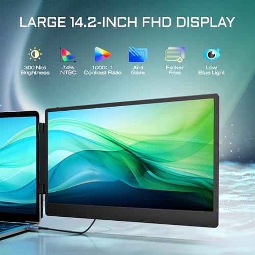 Portable Monitor FHD IPS Laptop Screen Extender Foldable Stand Dual Speakers HDMI USB Type-C Plug and Play 7k