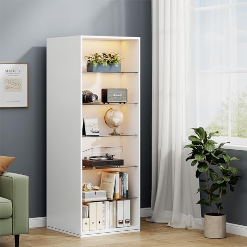 Rotating Shoe Rack with Sensor Light and Glass Shelves k7m