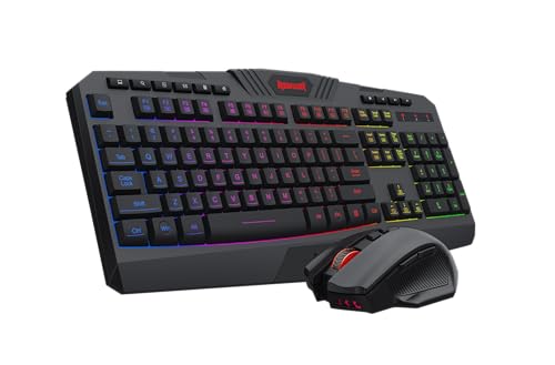 Redragon Gaming Keyboard and Mouse Wireless, RGB Gaming Keyboard and 8000 DPI Gaming Mouse, 10 Independent Multimedia Keys for Windows, PC, Computer, Wireless S101 Ideal for Gamer