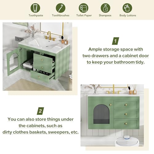 Bathroom Vanity with Sink 2 Drawers White a7