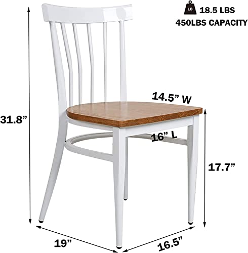 Heavy Duty Metal Dining Chair Set of 2, Stackable Wood Seat, Black k7