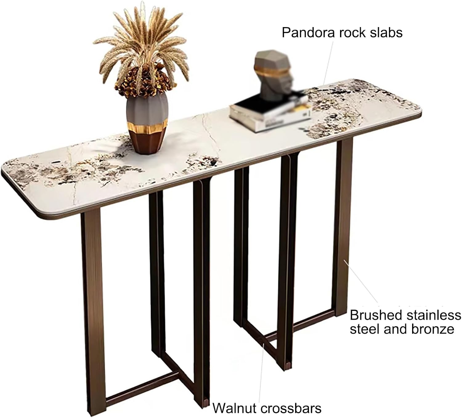 Narrow Entryway Table with Geometric Metal Base a7k