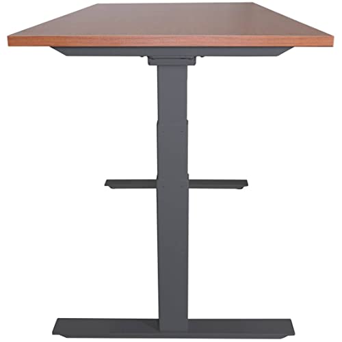 Adjustable Sit Stand Desk 60x30 Cherry Wood Black Frame k7