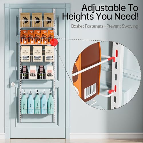 Over the Door Pantry Organizer 6-Tier Metal Storage Rack White a7
