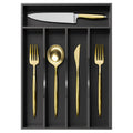 Kitchen Drawer Organizer for Silverware, Bamboo Wood Utensil Tray 10x14 Inches, 5-Section Cutlery Holder, Flatware Storage Solution, Black