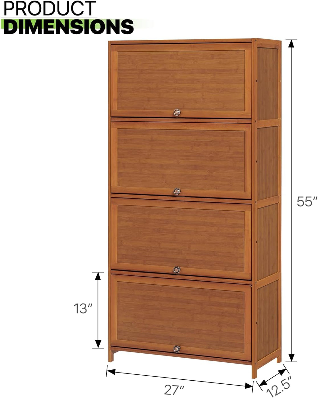 Bamboo 8 Tier Shoe Shelf Storage Rack with Flip Doors a7