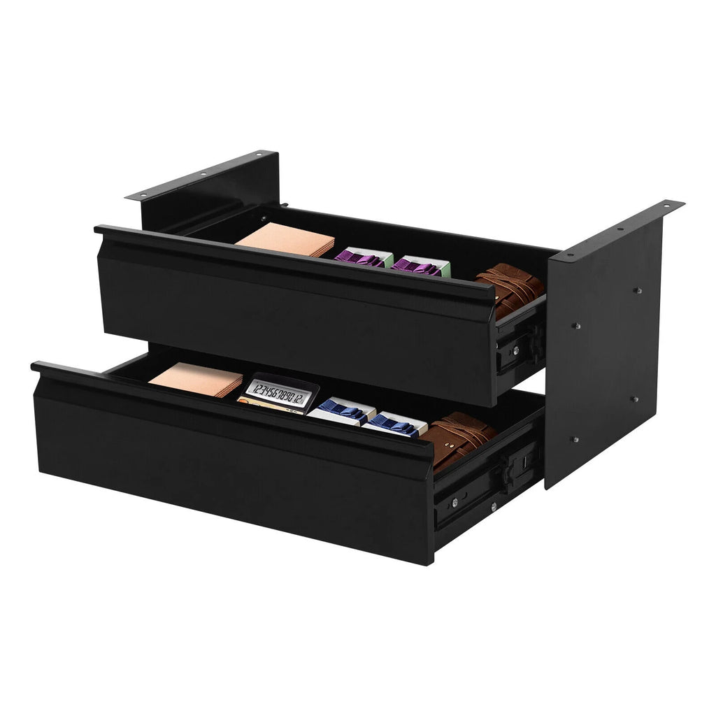 Under Desk Sliding Drawer Organizer, Black Steel Storage Tray a7