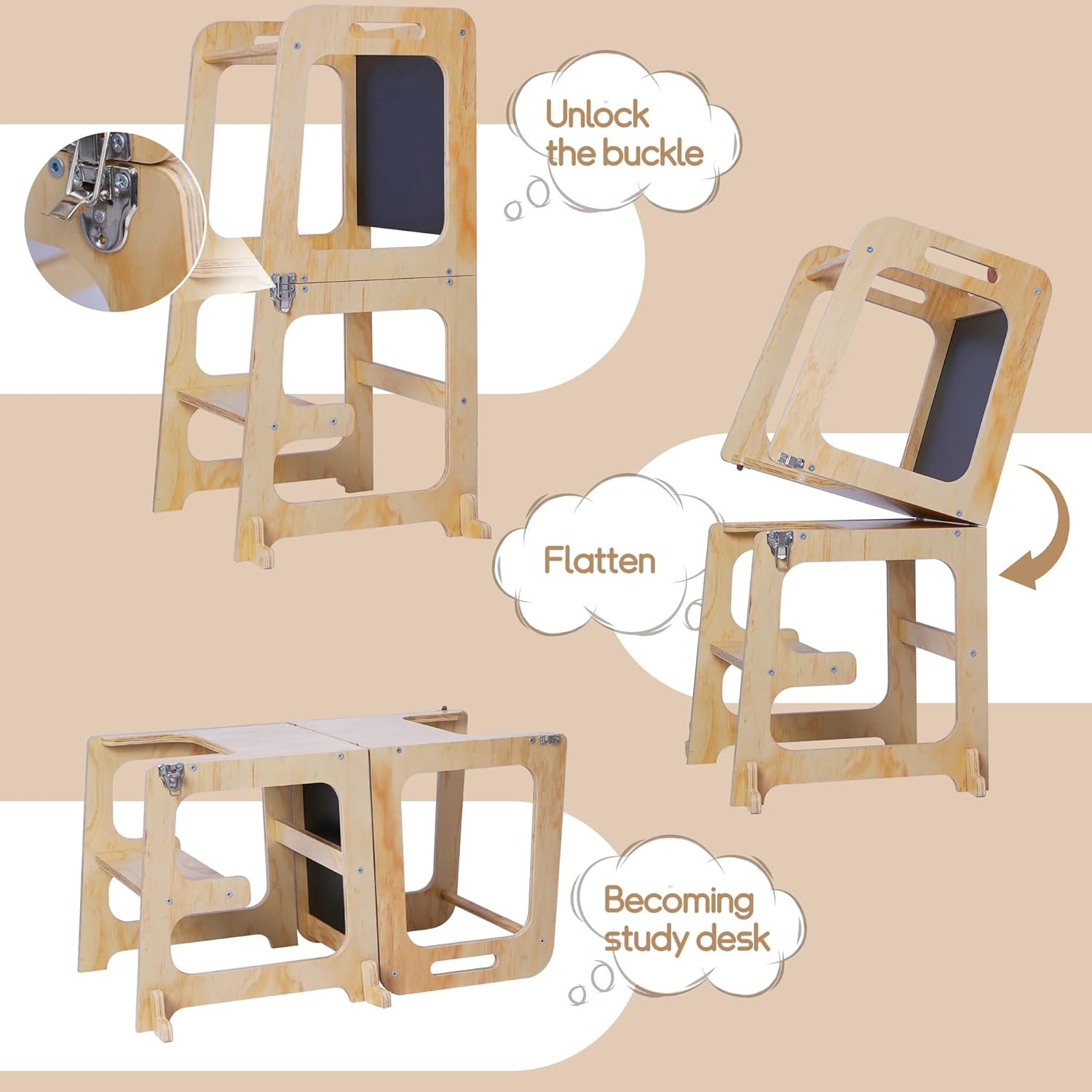 Toddler Standing Tower with Safety Rail for Kitchen Learning a7