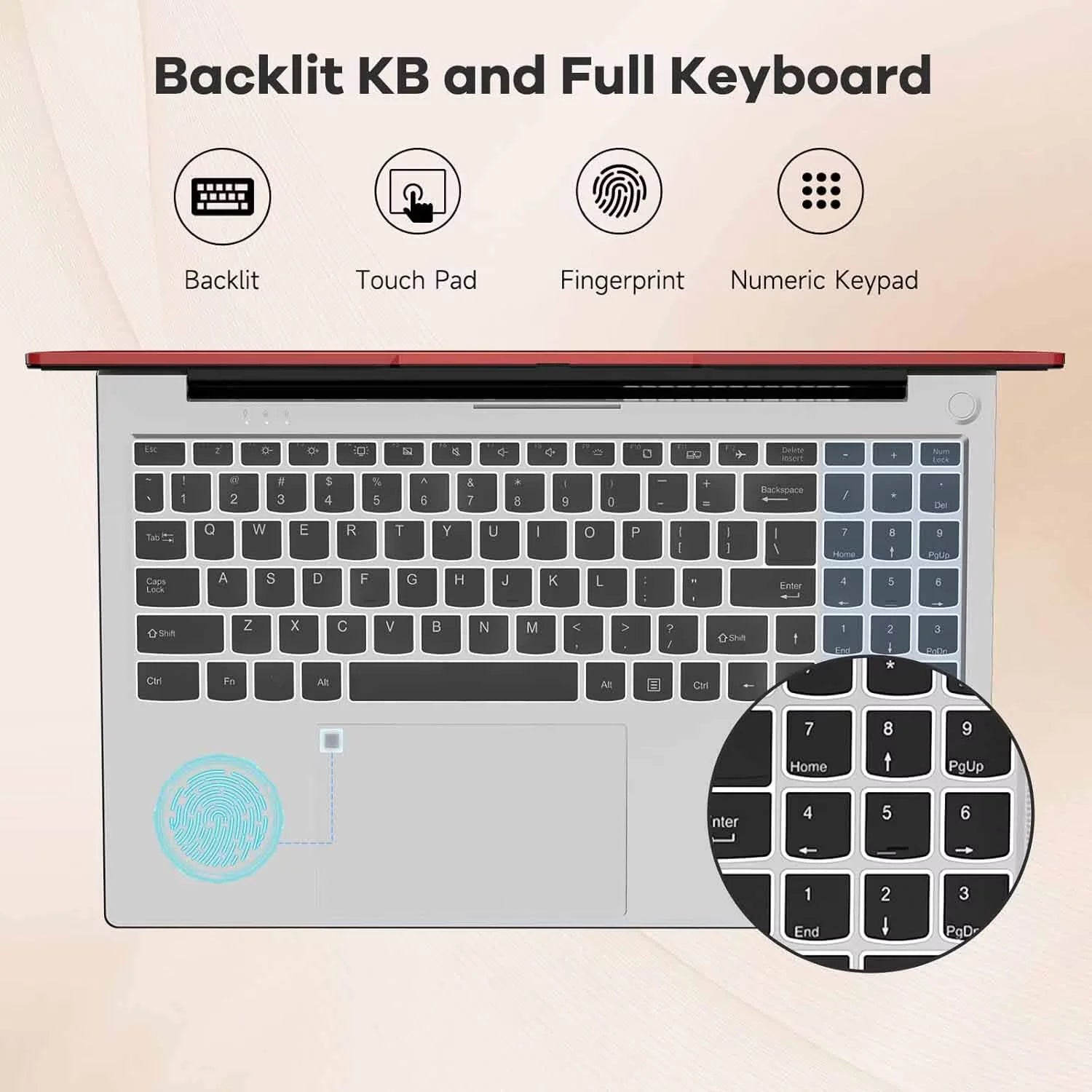 15.6" FHD Gaming Laptop, 16GB DDR5 RAM 1TB SSD, Backlit Keyboard Win 11 k7