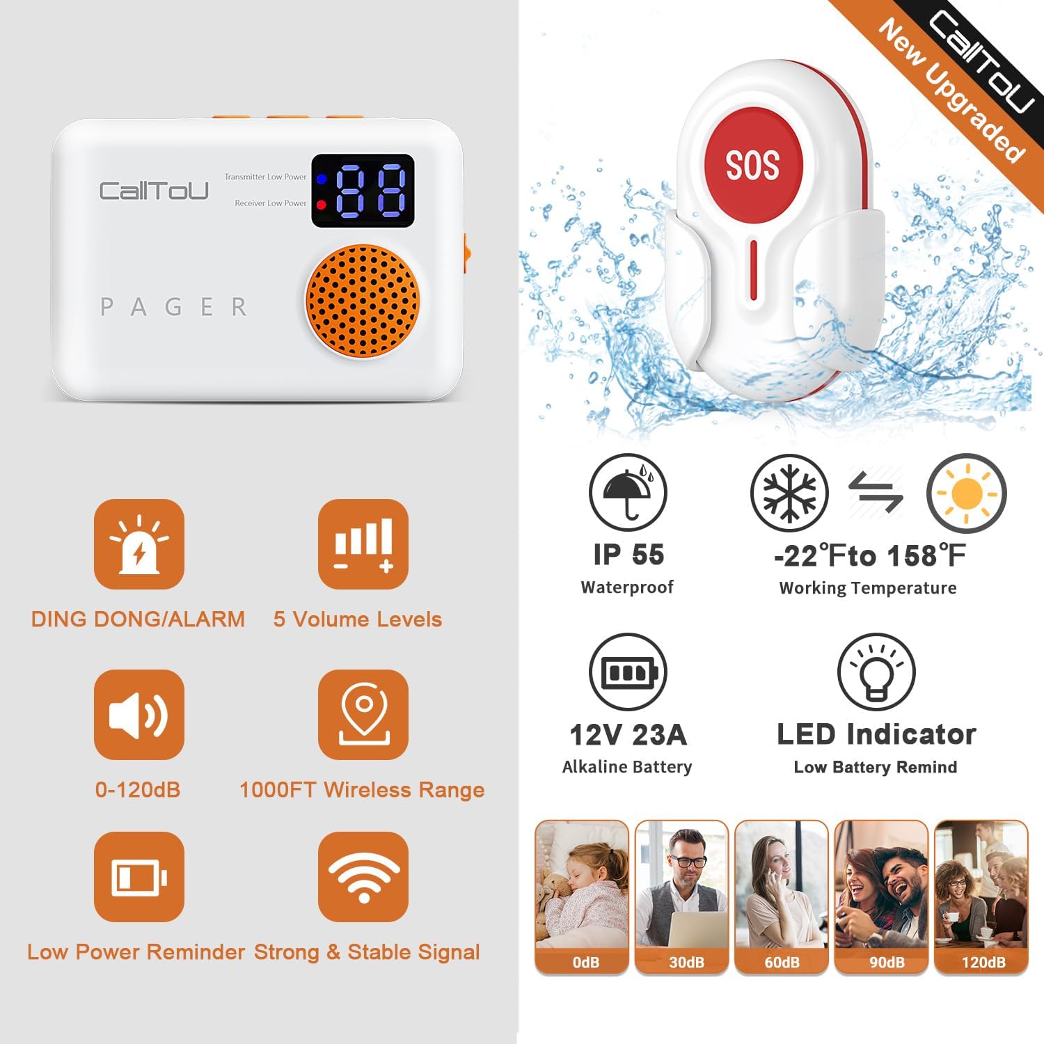 Caregiver Call Button Wireless Pager System for Elderly Monitoring a7k