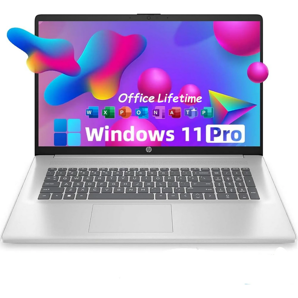 HP 17.3" FHD Laptop for Business and Students - with Office Lifetime License, AMD Ryzen 5 7430U, Wi-Fi 6, Windows 11 Pro (32GB RAM | 1TB SSD)