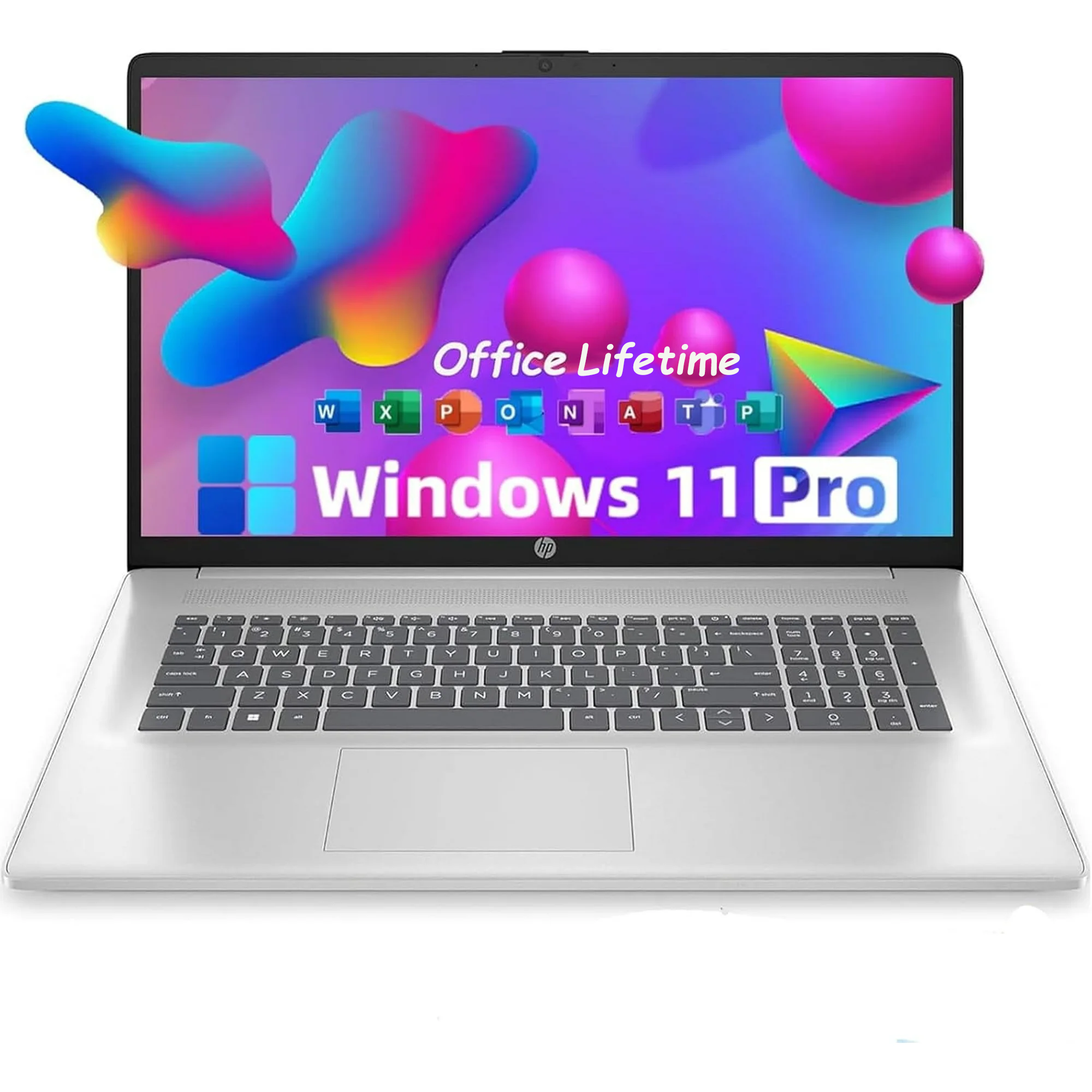 HP 17.3" FHD Laptop for Business and Students - with Office Lifetime License, AMD Ryzen 5 7430U, Wi-Fi 6, Windows 11 Pro (32GB RAM | 1TB SSD)