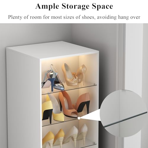 Rotating Shoe Rack with Sensor Light and Glass Shelves k7m