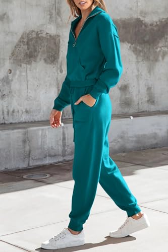 Women's 2 Piece Sweater Set Zip Up Tracksuit Outfit k7