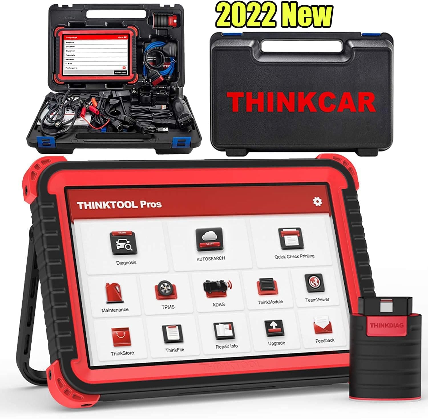 Thinkcar Thinktool Pros Bi-Directional Scanner Full Systems Diagnostic Scan Tool, 31+ Reset Functions, Key Matching, ECU Coding,AutoAuth for FCA SGW, ADAS Calibration (Need Tools), 2 Years Update