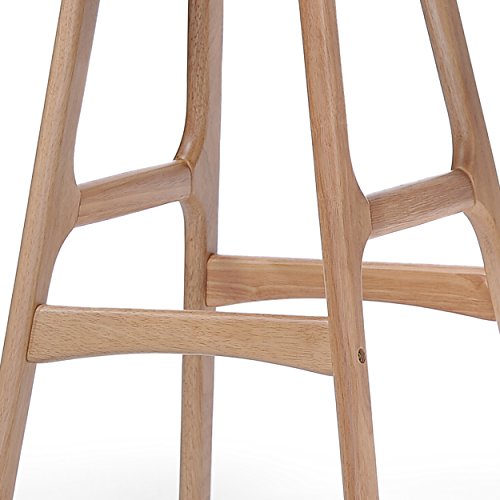 Mid-Century Modern Bar Stool Set of 2 Wood Counter Height Chairs with Footrests Charcoal k7