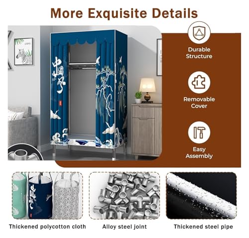 Portable Wardrobe Rack with Shelves and Clothes Rail k7m