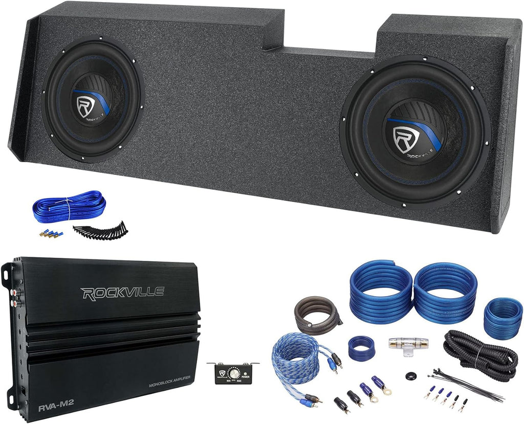 Rockville Dual 10" Subwoofers+Amplifier+Box for 2019-Current GM Crew+Double Cab