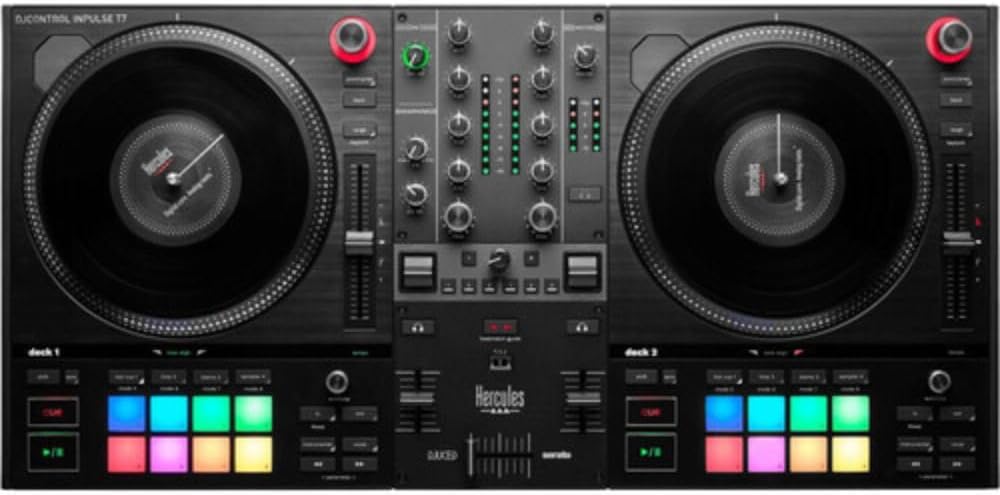 DJ Controller 2 Deck Motorized with Cover and Headphones k7