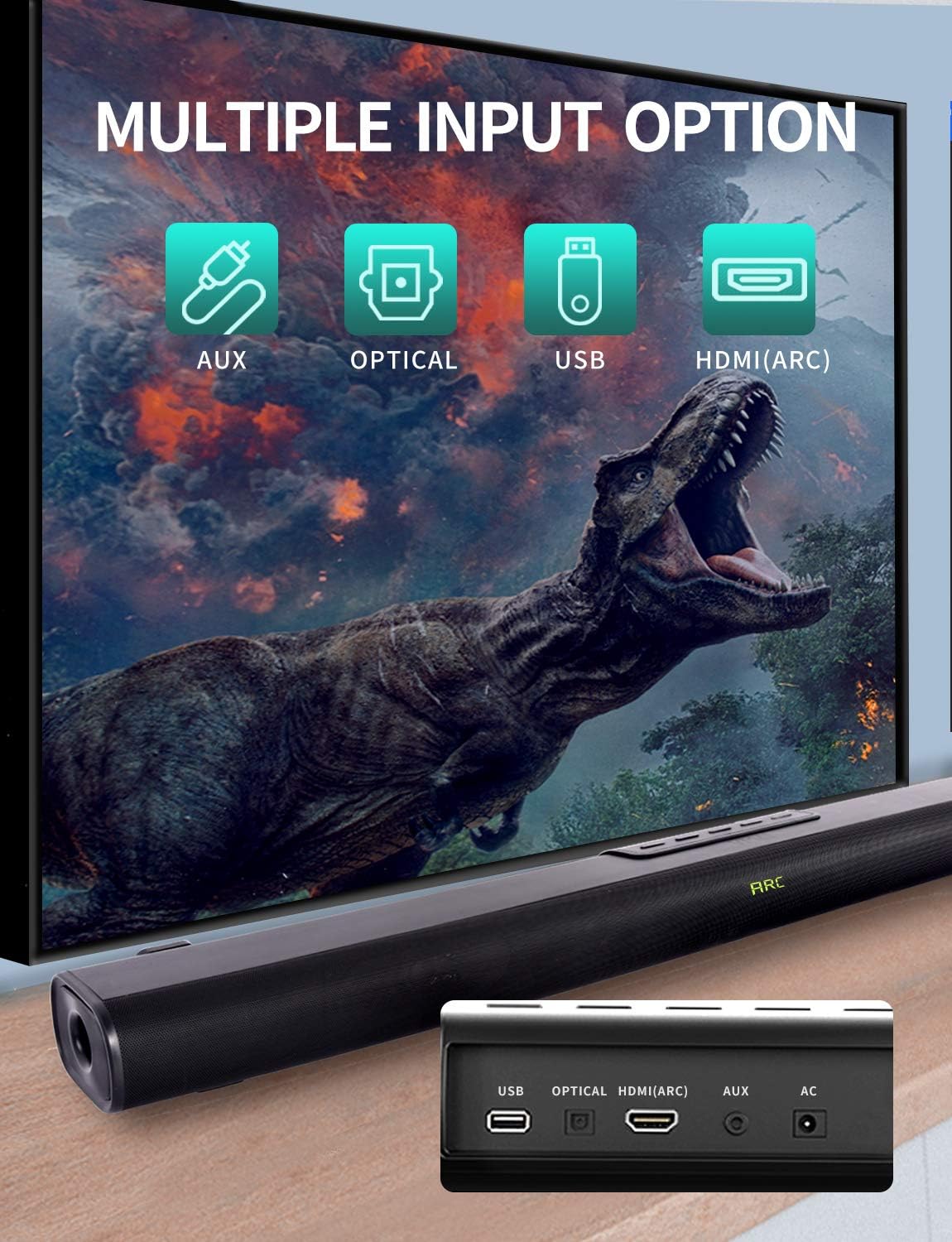 Sound Bar with Built-in Subwoofer Bluetooth 5.0 TV Speaker k7
