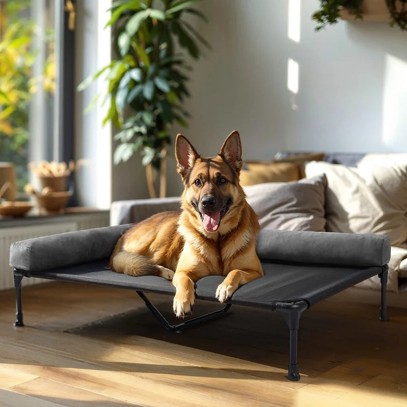 Elevated Dog Bed for Extra Large Dogs, Cooling Portable Cot with Washable Mesh A7