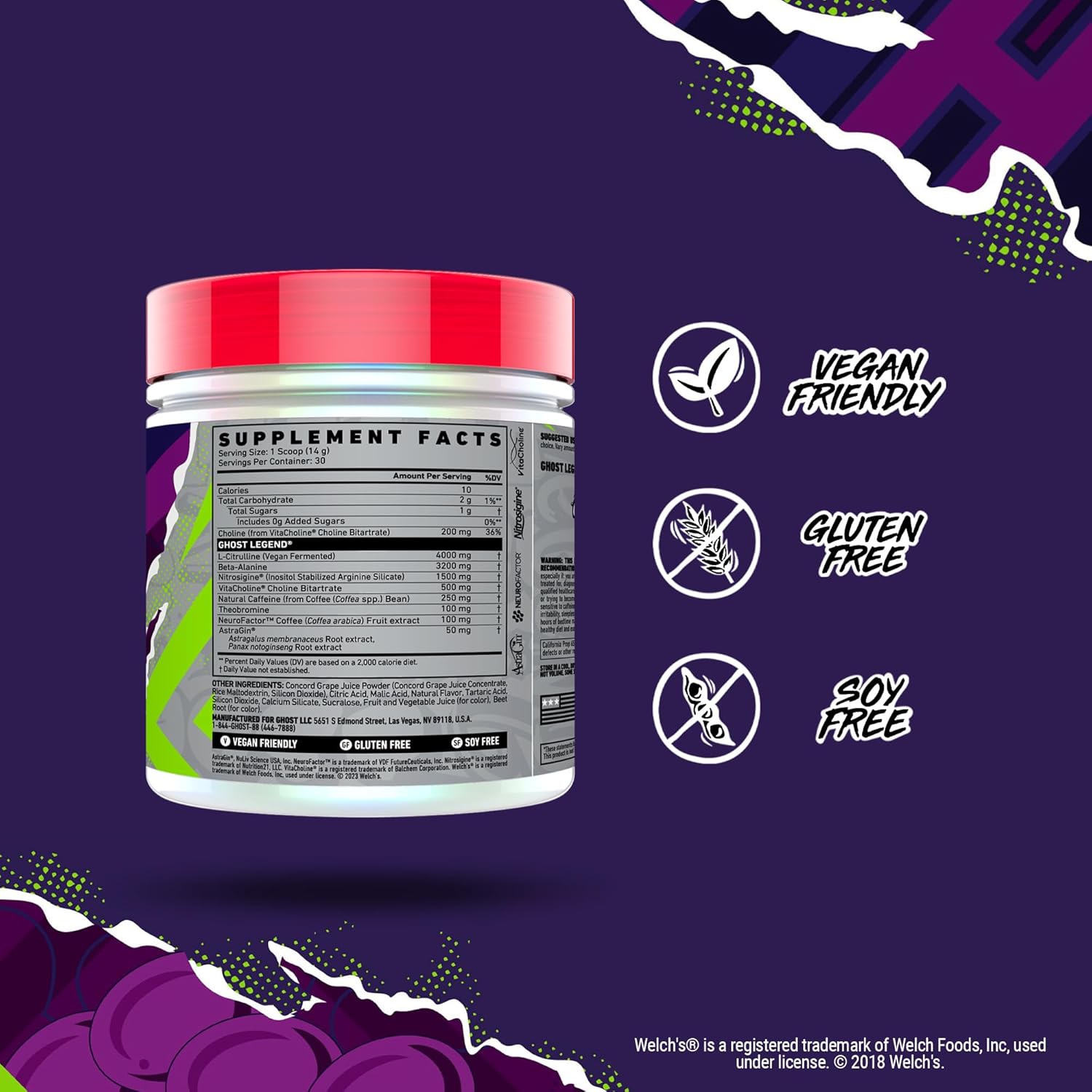 Grape Pre-Workout Powder, 30 Servings k7p