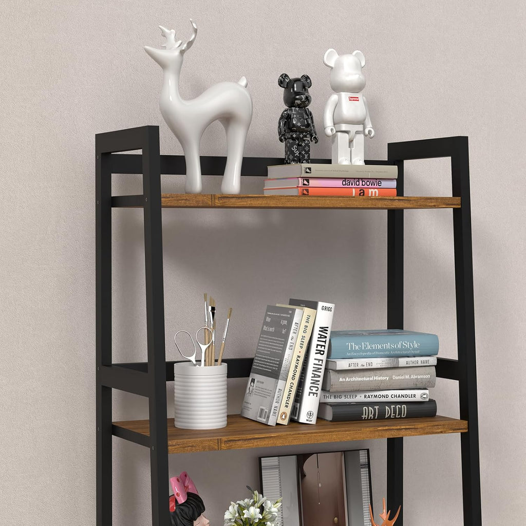 Bamboo Bookshelf 5 Tier Tall Corner Rack for Living Room a7
