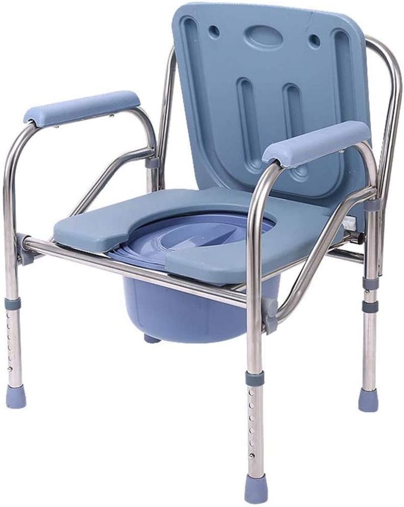 Portable Bedside Commode Chair, Non Slip Mobile Toilet, Adjustable Height for Elderly a7